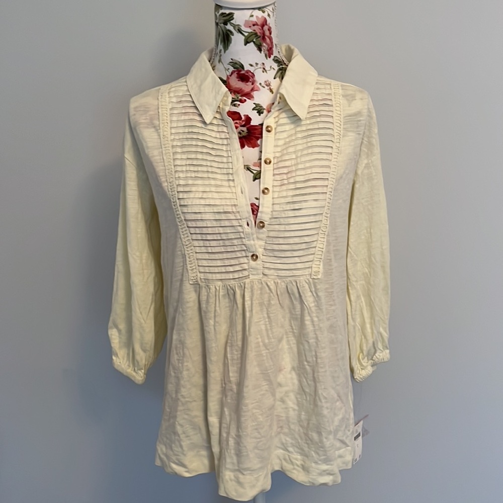 NWT Anthropologie Pilcro Pintucked Puff Sleeved Top - Picture 3 of 13